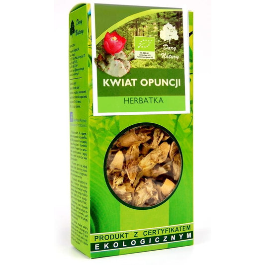 Bio Kaktusfeigenblütentee von DARY NATURY in einer 25 g Packung, mit frischen Kaktusfeigenblüten, ideal als Naturgeschenk