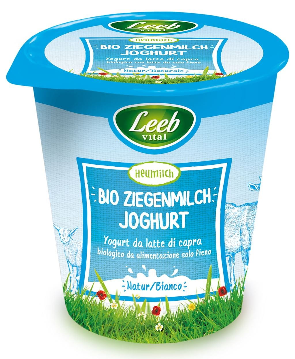 Bio Ziegen-Naturjoghurt von LEEB VITAL in 125 g Becher, cremige Textur, frischer Naturjoghurt mit Ziegenmilch