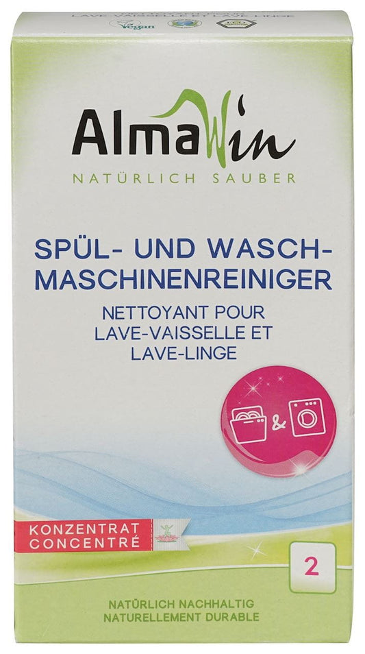 Eco 200 g Waschpulver von ALMAWIN für Waschmaschinen und Geschirrspüler, trockene Verpackung, weiße Pulversubstanz