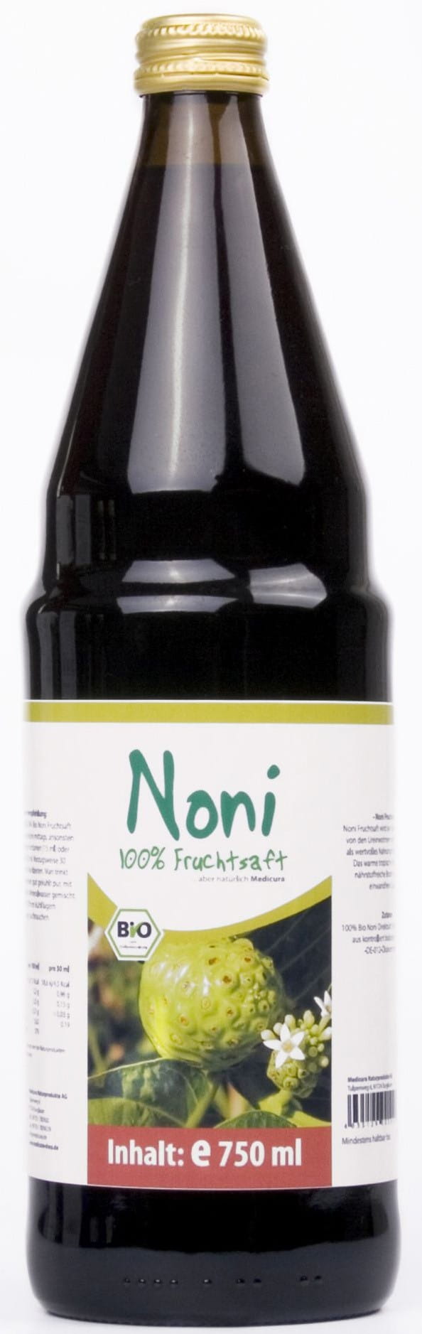 Noni-Fruchtsaft BIO 750 ml - MEDICURA Image principale du produit