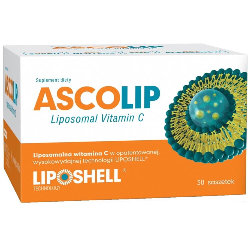 Liposomales Vitamin C 1000 mg liposomales Vitamin C Zitronen- und Orangengeschmack 30 Beutel mit 5 g ASCOLIP Hauptbild