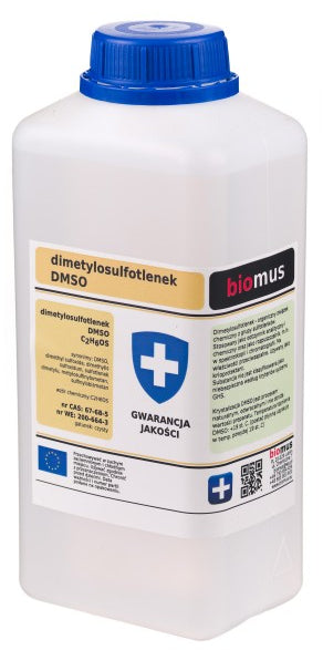 Kunststoffbehälter mit 500ml Dimethylsulfoxid (DMSO) von BIOMUS, klarer Behälter für chemische Substanzen