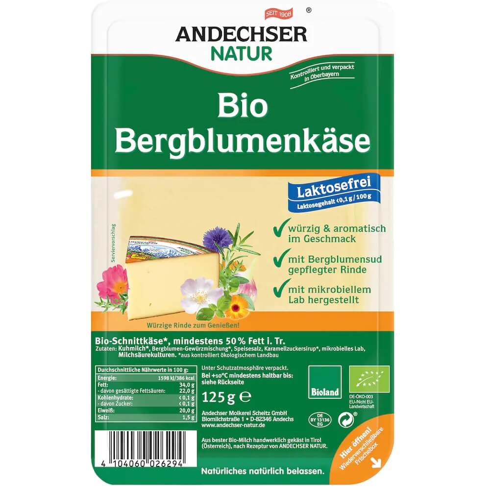 Bergblumenkäse in Scheiben 50% BIO 125 g ANDECHSER NATUR Hlavní obrázek produktu