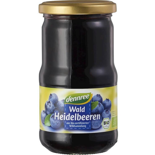 Bio Beeren in Salzlake mit Rohrzucker von DENNREE, 350 g, in einer transparenten Packung, frische Beeren in Salzlake sichtbar