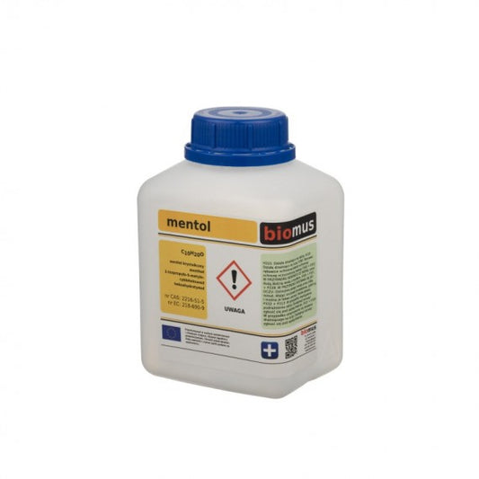 Menthol 250g von BIOMUS, frischer grüner Mentholblock auf weißem Hintergrund, natürlich und aromatisch.