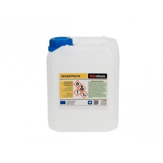 Biomus Terpentin in 25L Kanister, chemikalische Lösung für Lacke und Farben, biologisch hergestellt, klare Flüssigkeit.